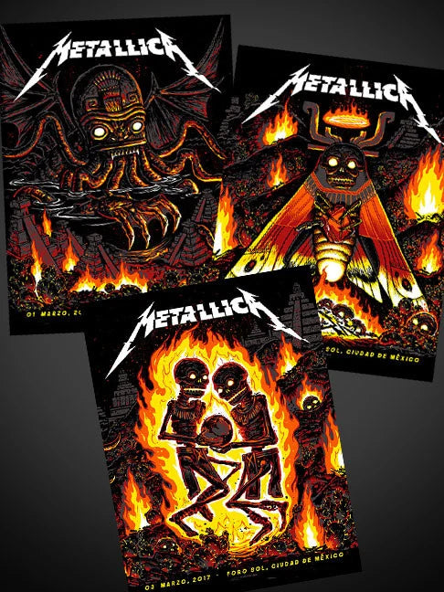 Metallica Mexico City Nights 1+2+3 (AP SET OF 3 PRINTS) 2017 Munk One - Artist Edition by Munk One