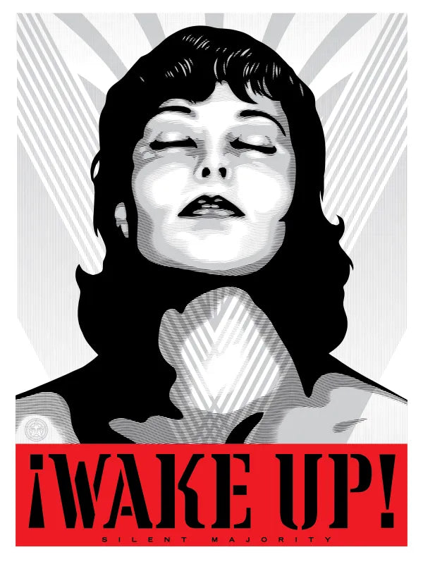 Wake Up! (White/Silver) by Shepard Fairey