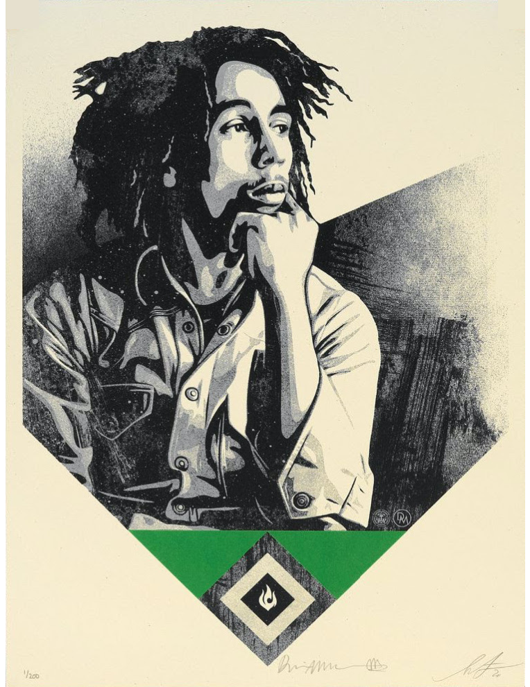 Catch A Fire (Green) - Bob Marley by Shepard Fairey & Dennis Morris